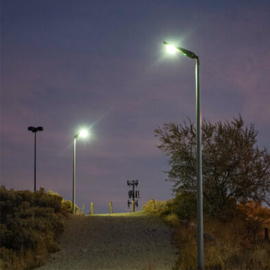 SUNLIKE solar pathway light has been installed at both side of a pathway in a rural area.