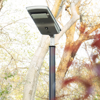 SUNLIKE PRO 30W all in one solar llight been installed at hopkins pond park, and many colorful trees around it.